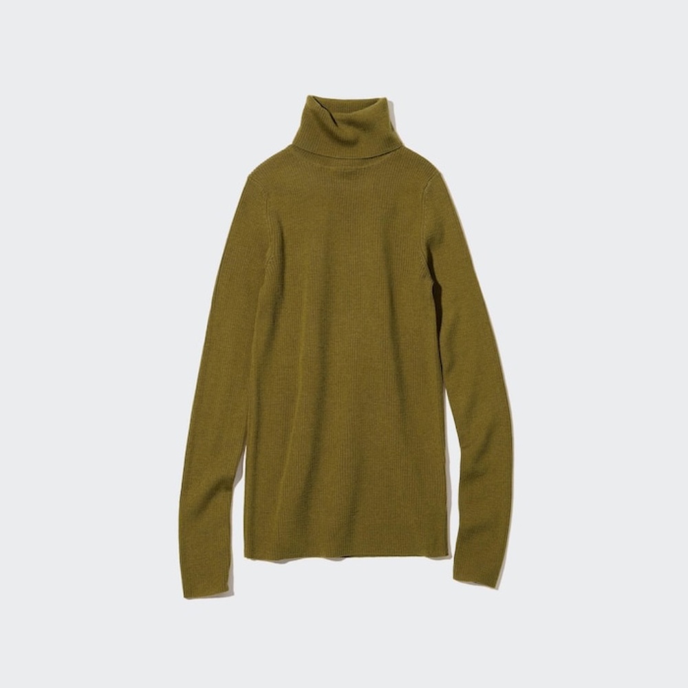 Uniqlo Extra Fine Merino Ribbed Turtleneck Long-Sleeve Sweater
